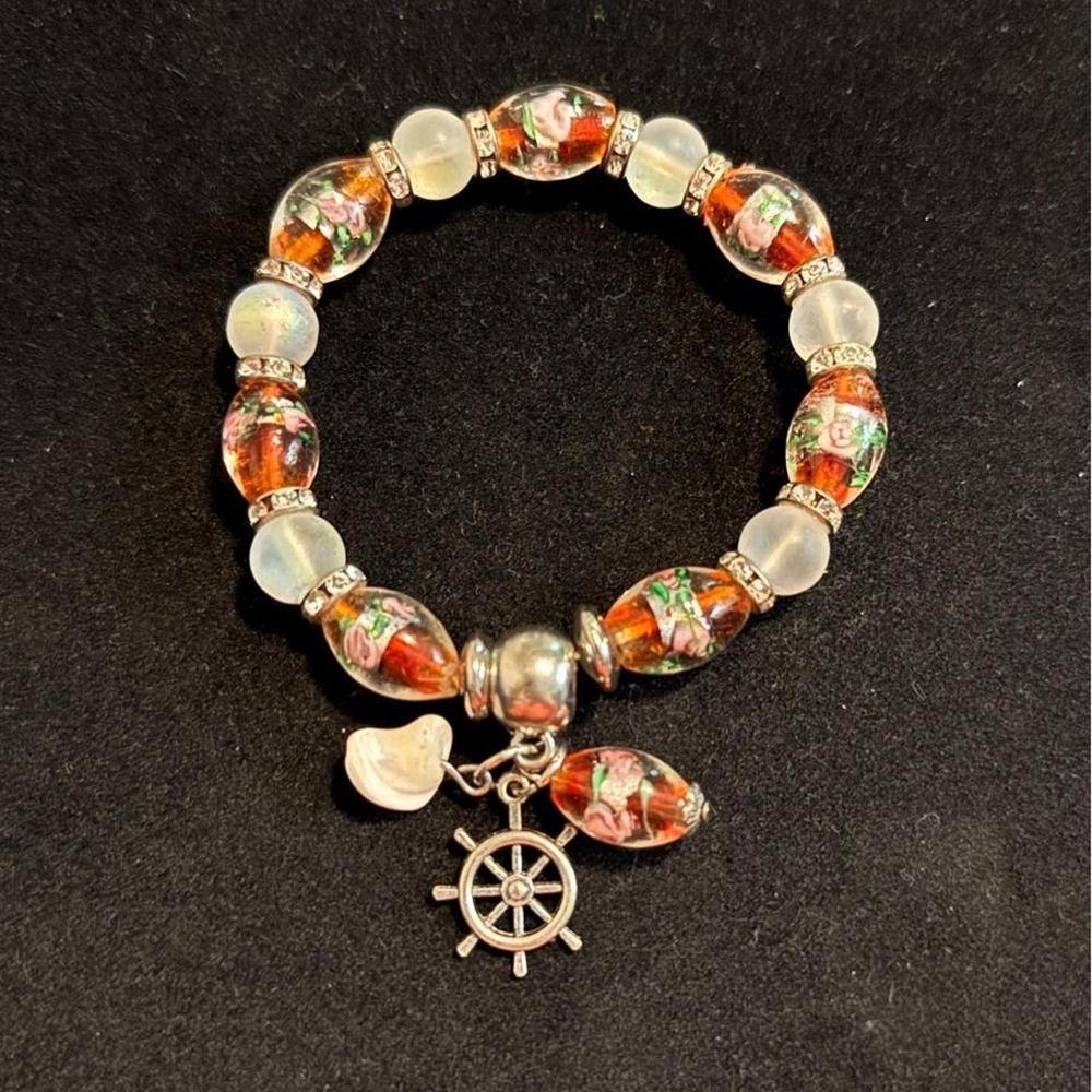 Red & Silver Beaded Naurical Theme Bracelet